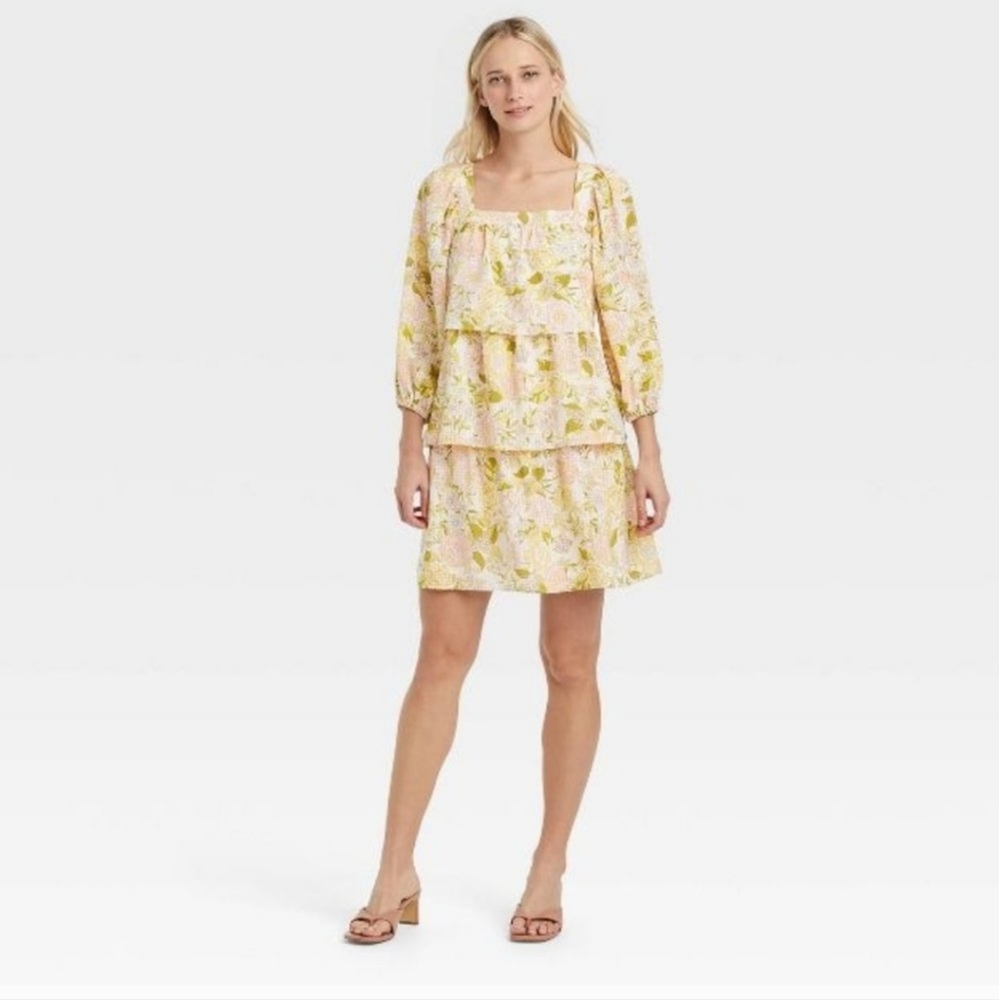Who What Wear Floral Tiered Ruffle Mini Dress Size Small